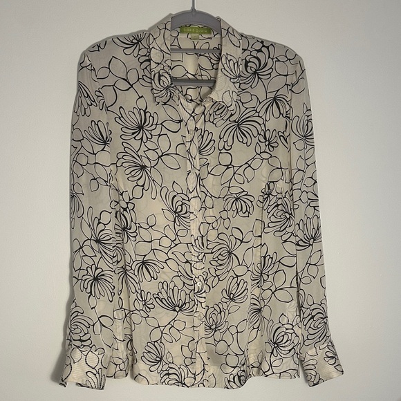 Sigrid Olsen Silk Floral Button Down Shirt - Picture 1 of 10